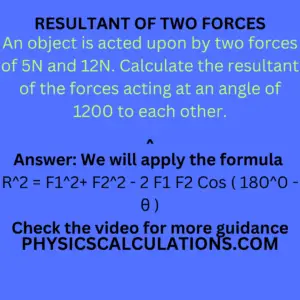 How do you find the resultant force of two forces at an angle?