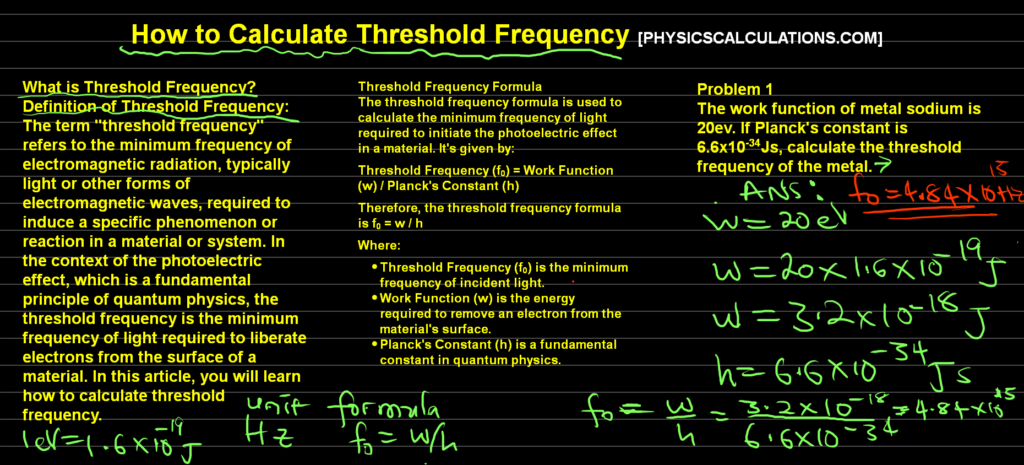 how to calculate threshold frequency