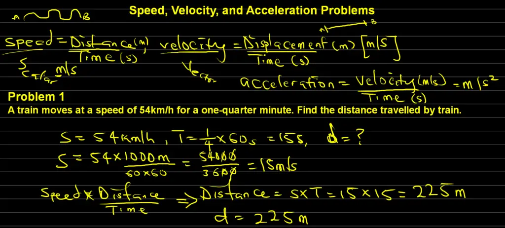Speed, Velocity, and Acceleration Problems