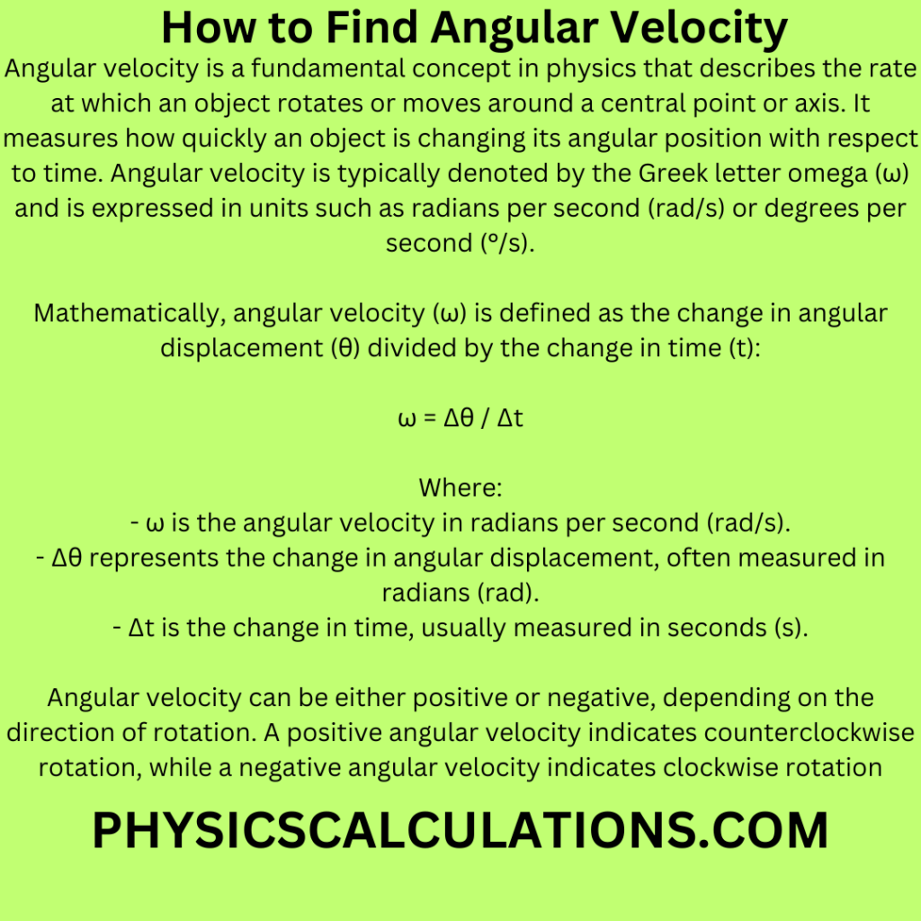 How to Calculate Angular Velocity in Radians per Second