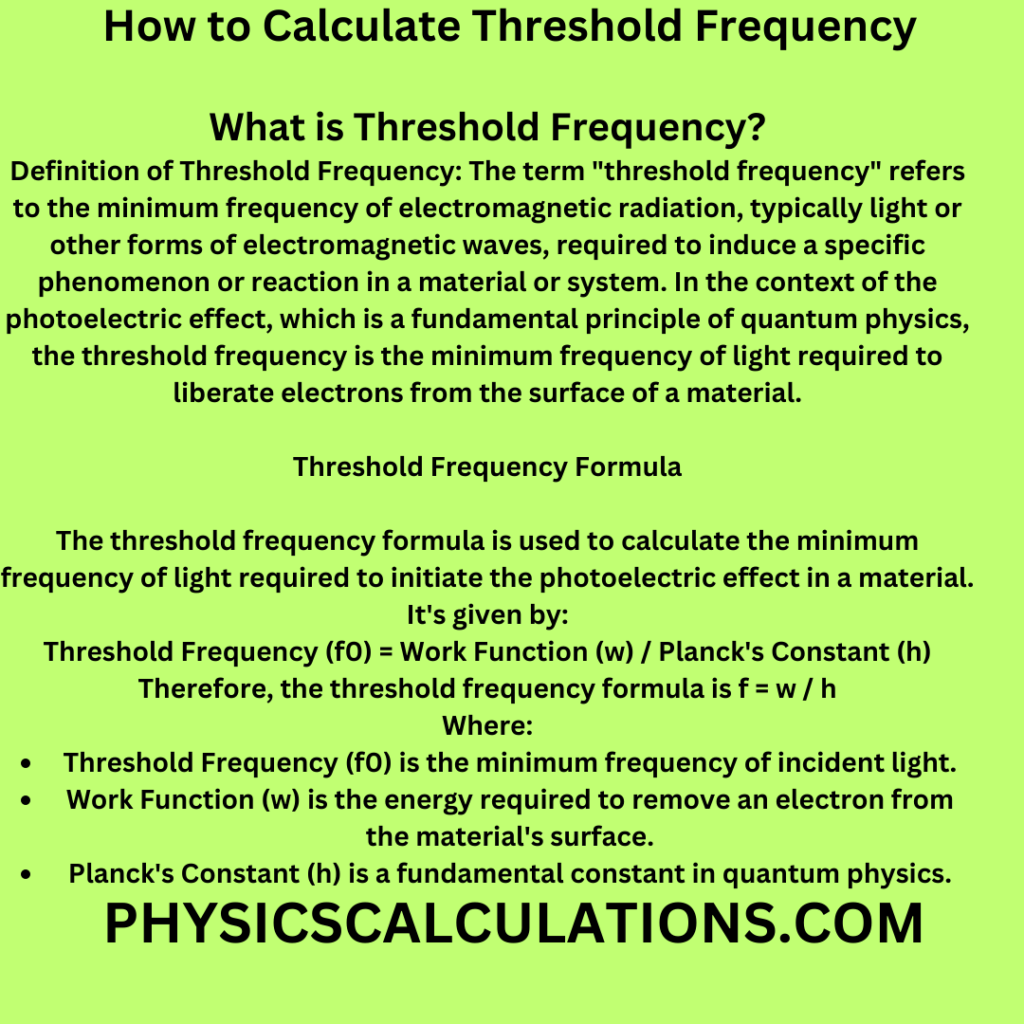 How to Calculate Threshold Frequency
