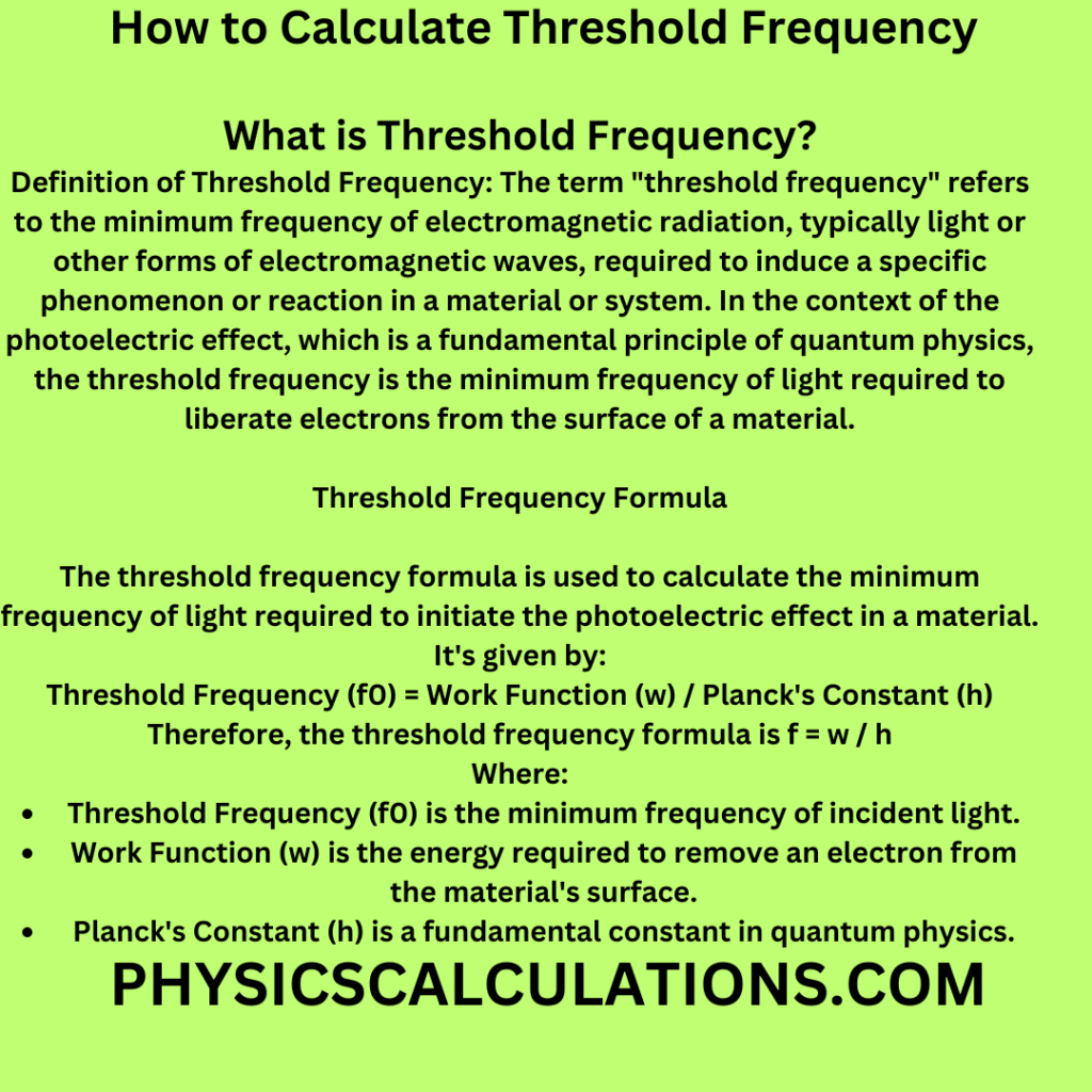 How to Calculate Threshold Frequency