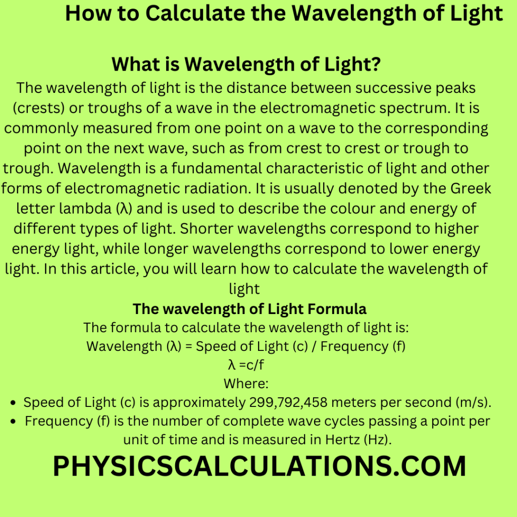 How to Calculate the Wavelength of Light