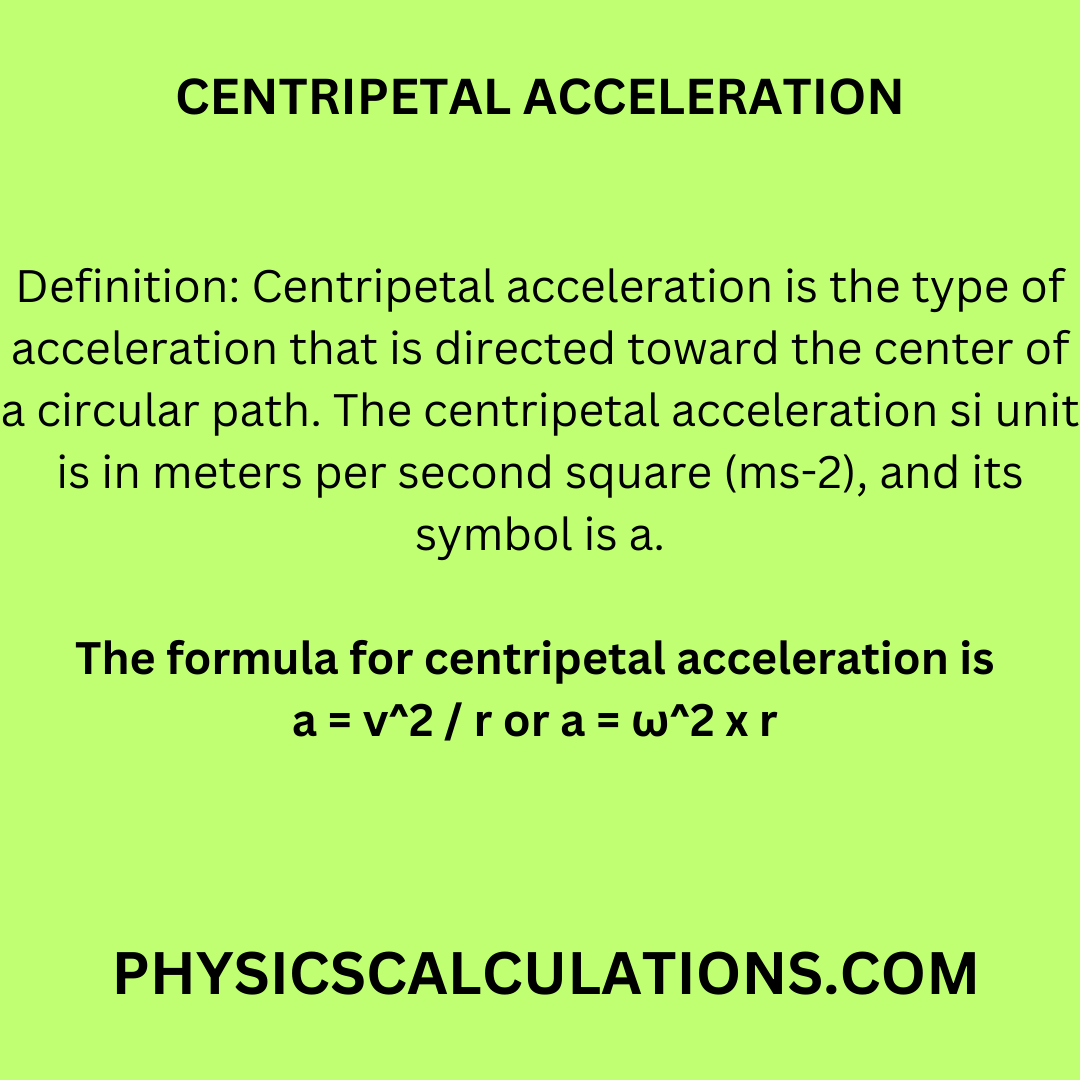 Centripetal Acceleration Definition In Hindi