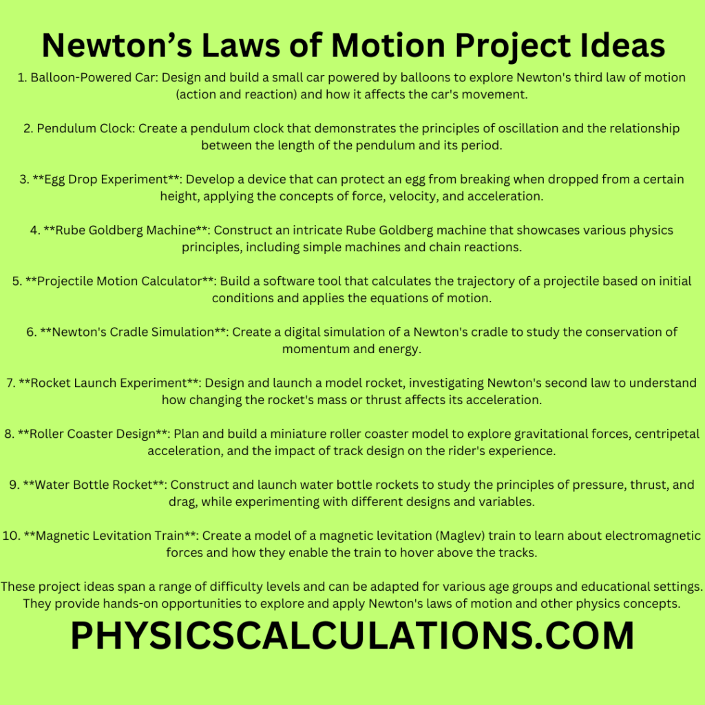 Newton’s Laws of Motion Project Ideas