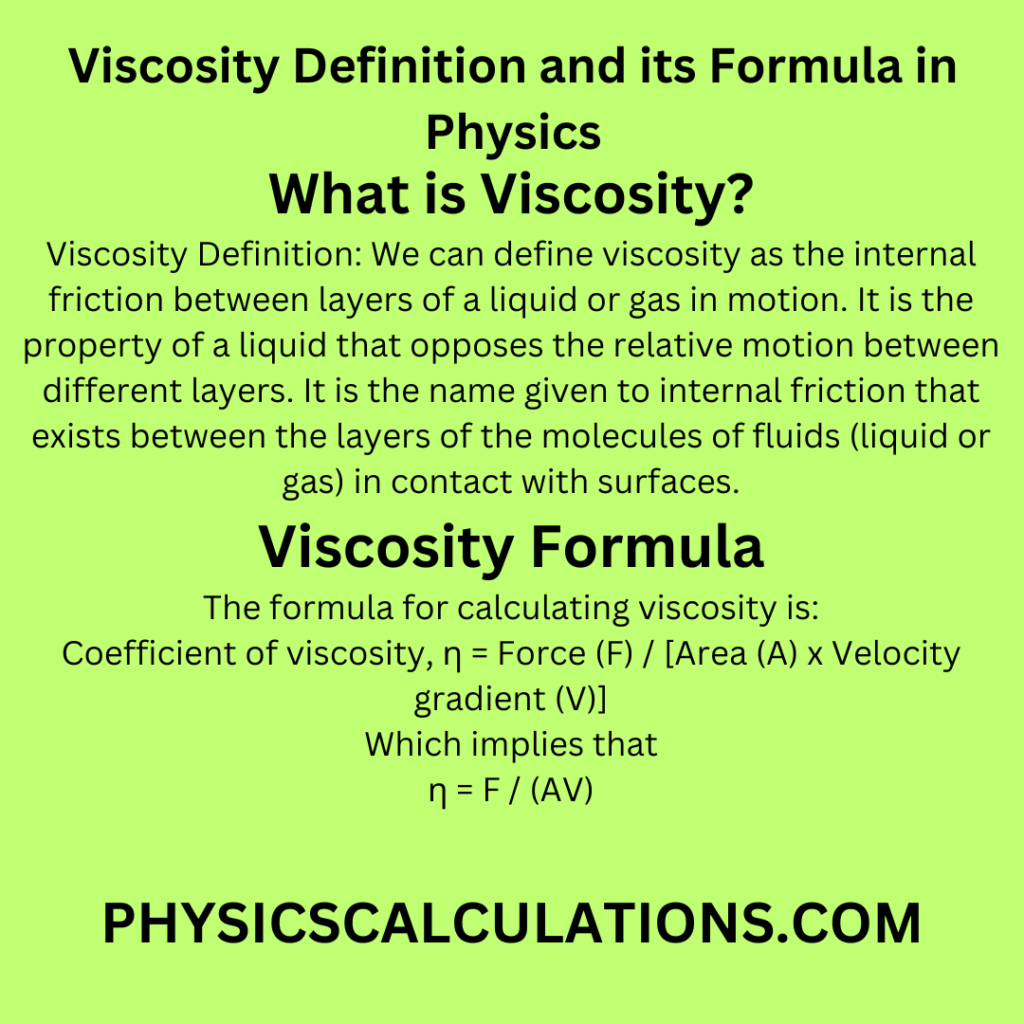 Viscosity Definition in Physics