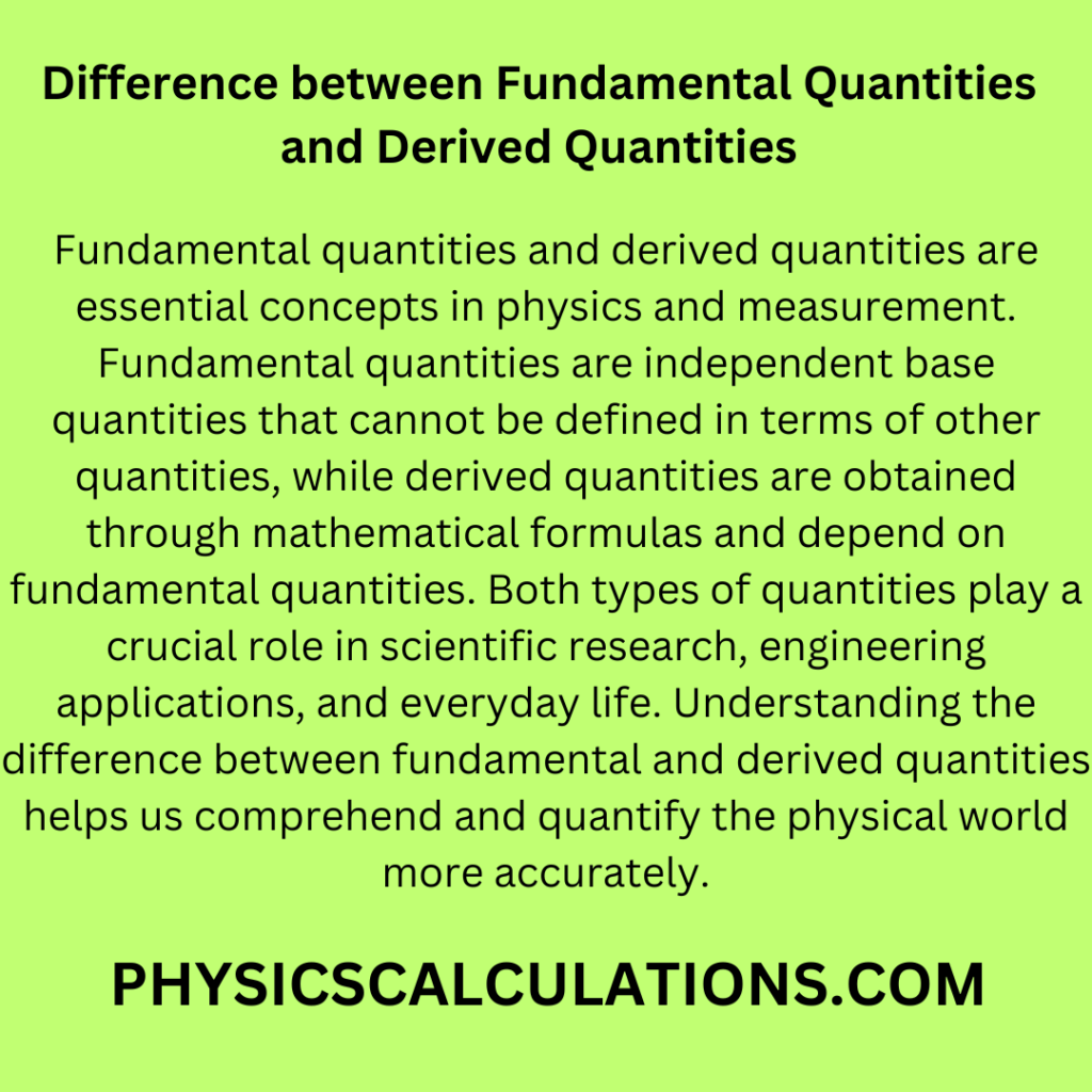 Difference Between Fundamental Quantities And Derived Quantities