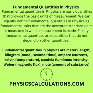 Fundamental Quantities in Physics