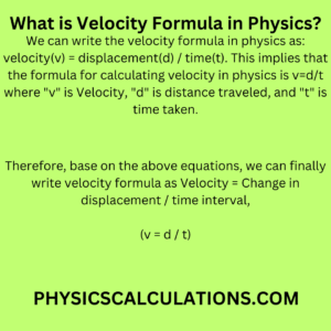 velocity formula in physics