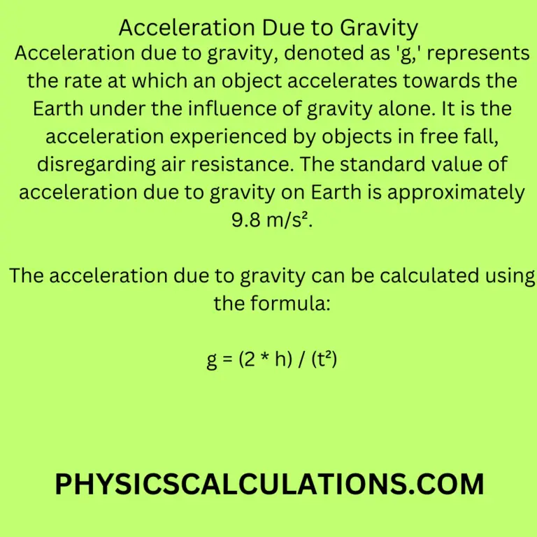 Acceleration Due To Gravity In Physics 4807