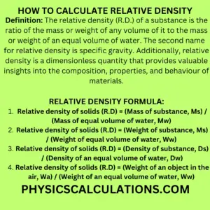 HOW TO CALCULATE RELATIVE DENSITY