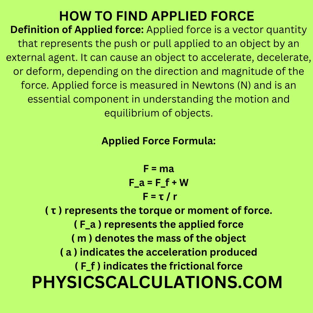 What Is Applied Force Formula