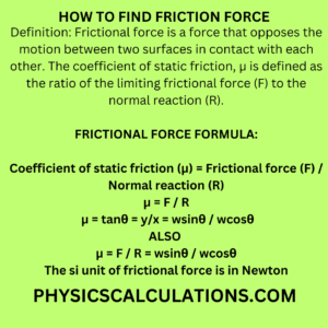 HOW TO FIND FRICTION FORCE