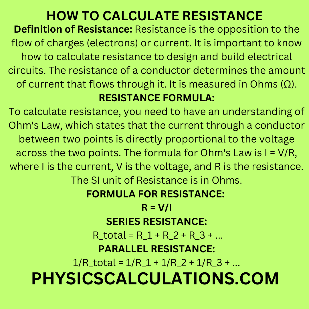 Electrical resistance  Calculating current, voltage and resistance