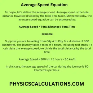 Average Speed Equation