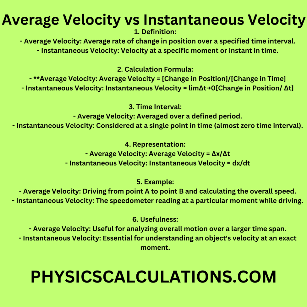 Average Velocity vs Instantaneous Velocity