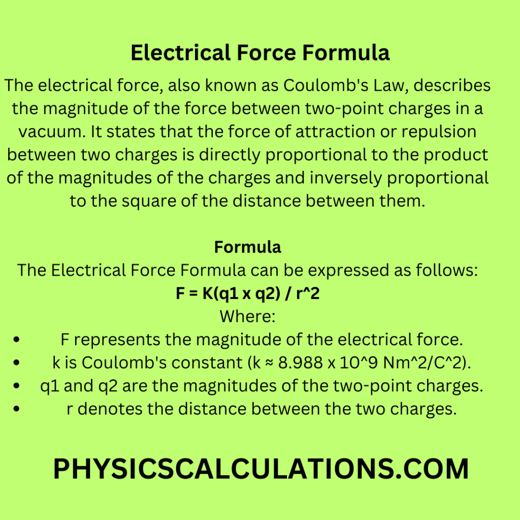 Electrical Force Formula