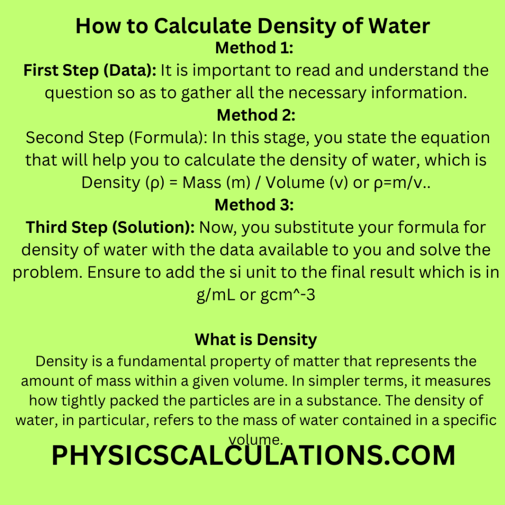 How To Calculate Density Of Water