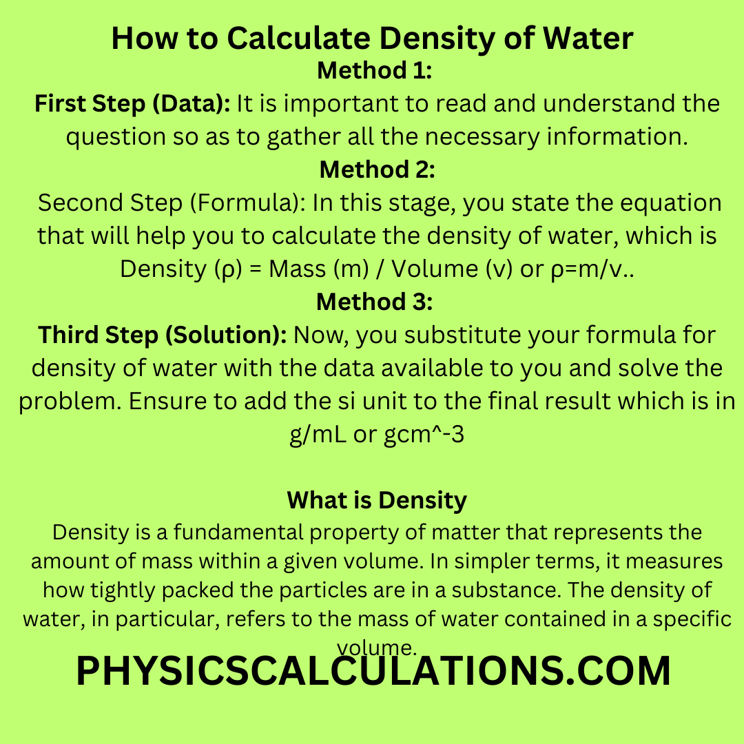 density of water in gm3