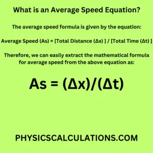 Average Speed Equation or Formula