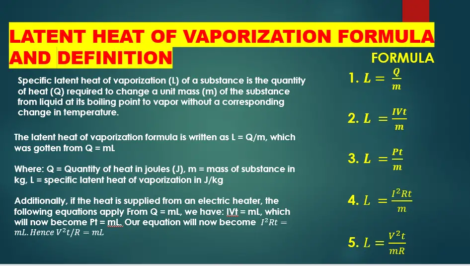 latent heat of vaporization formula