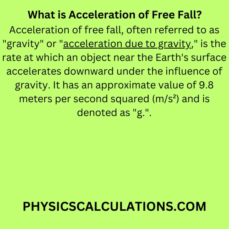 free fall acceleration definition in physics
